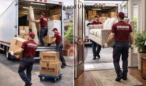 Labor carrying heavy items during loading unloading service