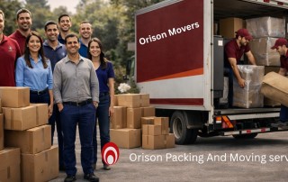 Text: Labeled moving boxes and packing materials used in house-shifting services. Karachi by Orison movers and packers